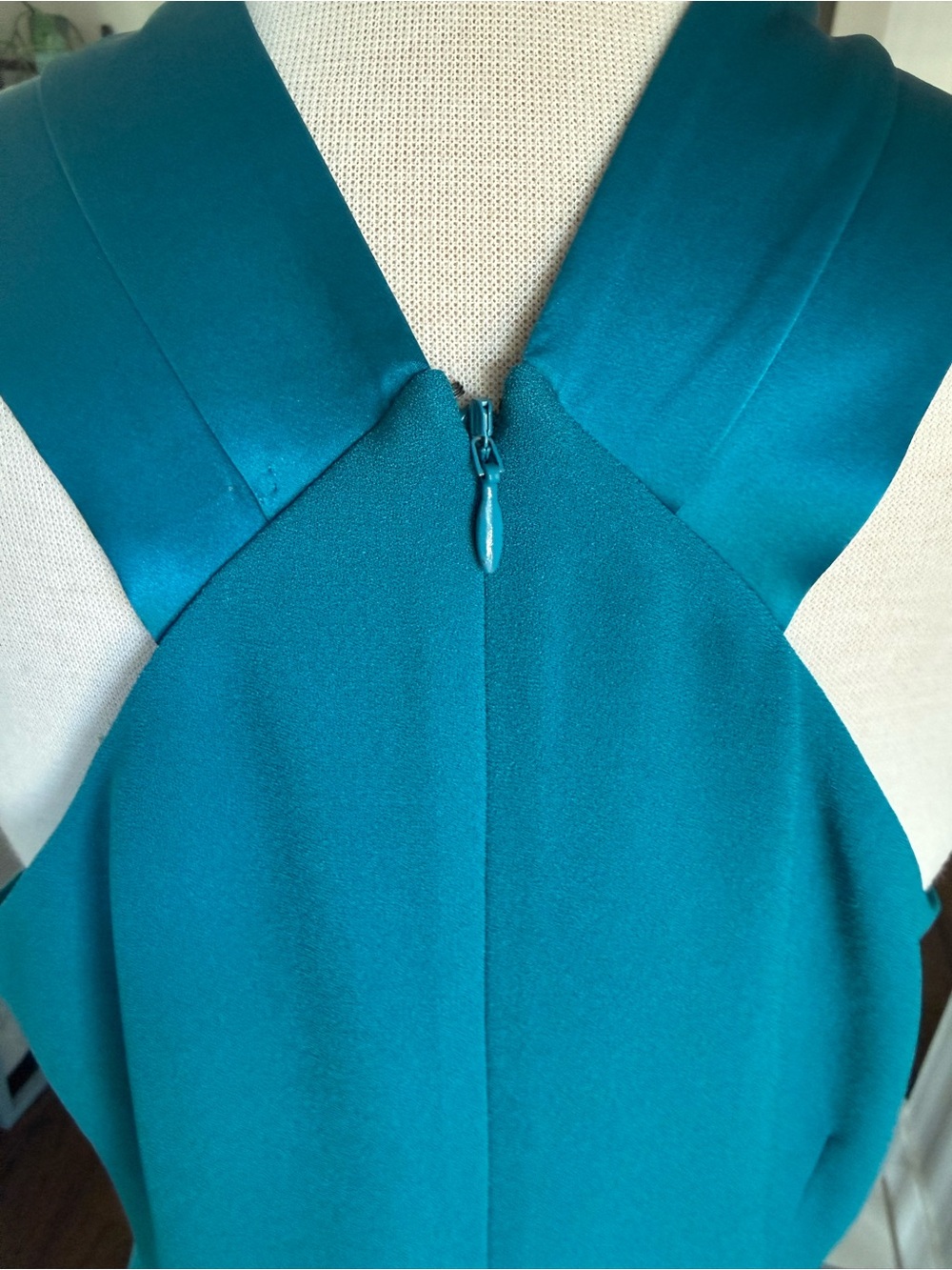 Elie Tahari Teal Twist-Halter Sheath Dress - Picture 3 of 9